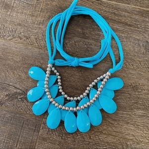 Large Statement Necklace Long Costume Jewelry Royal Blue Chicos Chunky